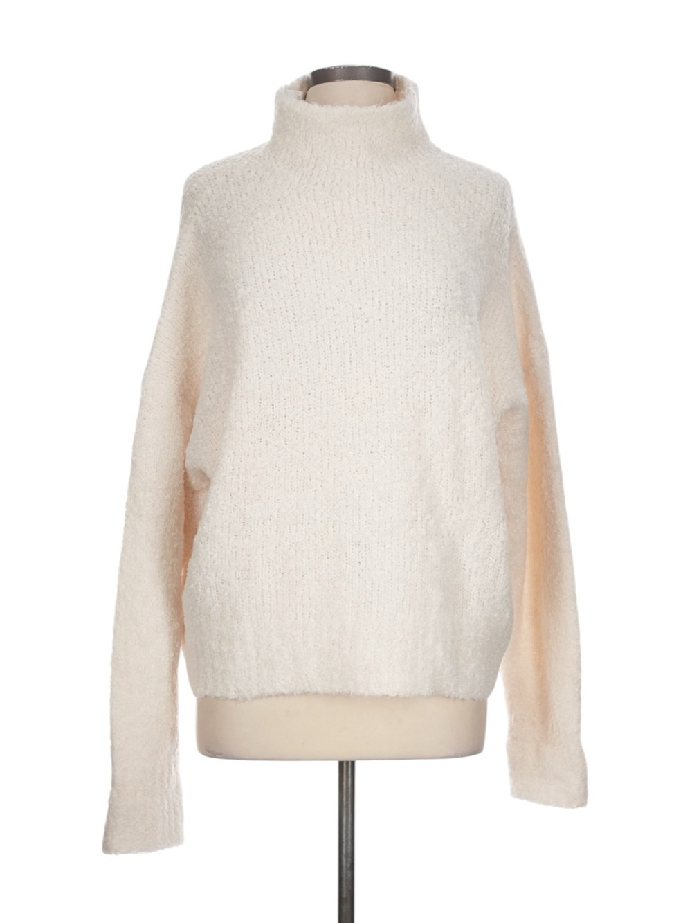 J. Crew Turtleneck Sweater in Boucle Yarn Size Large Cream Cozy Warm Fall NWT
